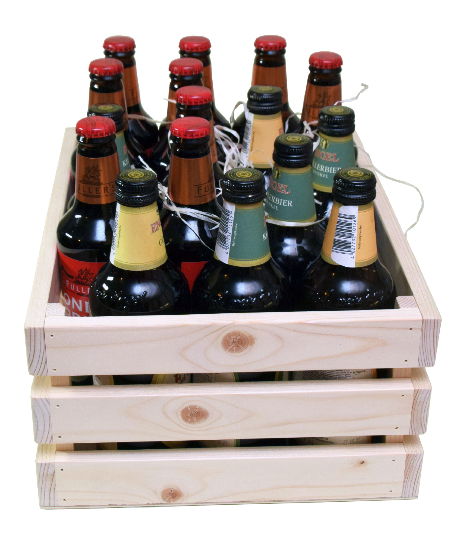 Подарочный набор, деревянный ящик с пивом, 16 бутылок,  .